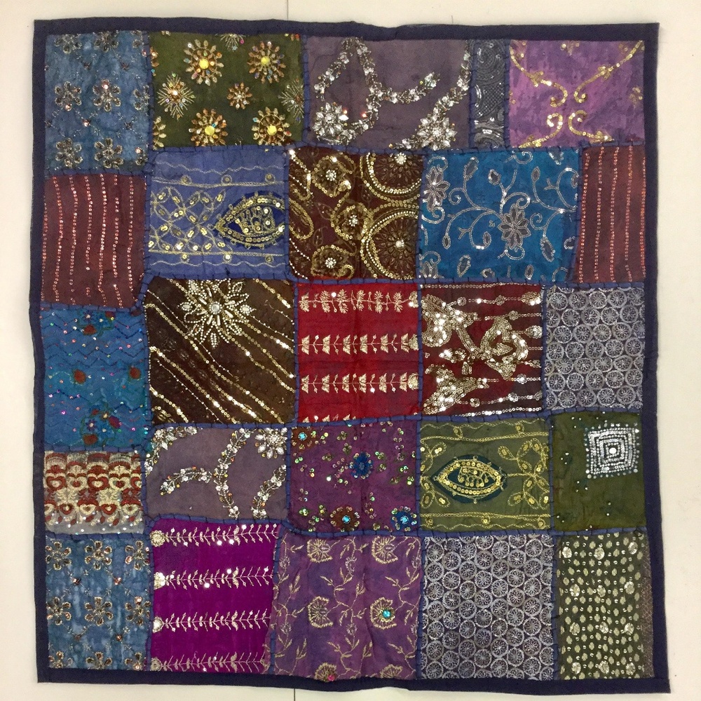 Large Bohemian Marrakesh Beaded Patchwork Cushion/